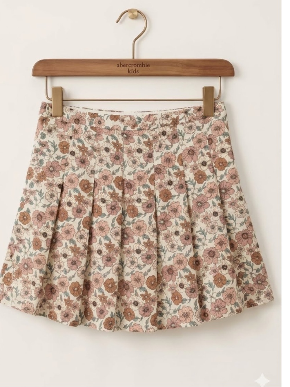 abercrombie kids Girls Floral Circle Skort in Cream w/ Pink & Brown Boho Flower